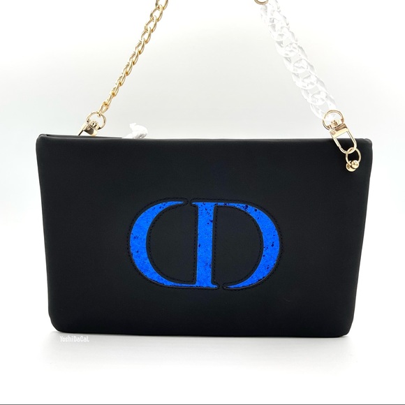 🆕 Dior Beauty Cosmetic Pouch to Crossbody Bag Purse, New Handbag, Black & Blue - Picture 4 of 12
